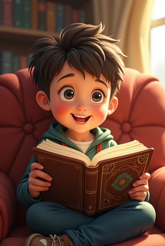 A happy ??? with an English book