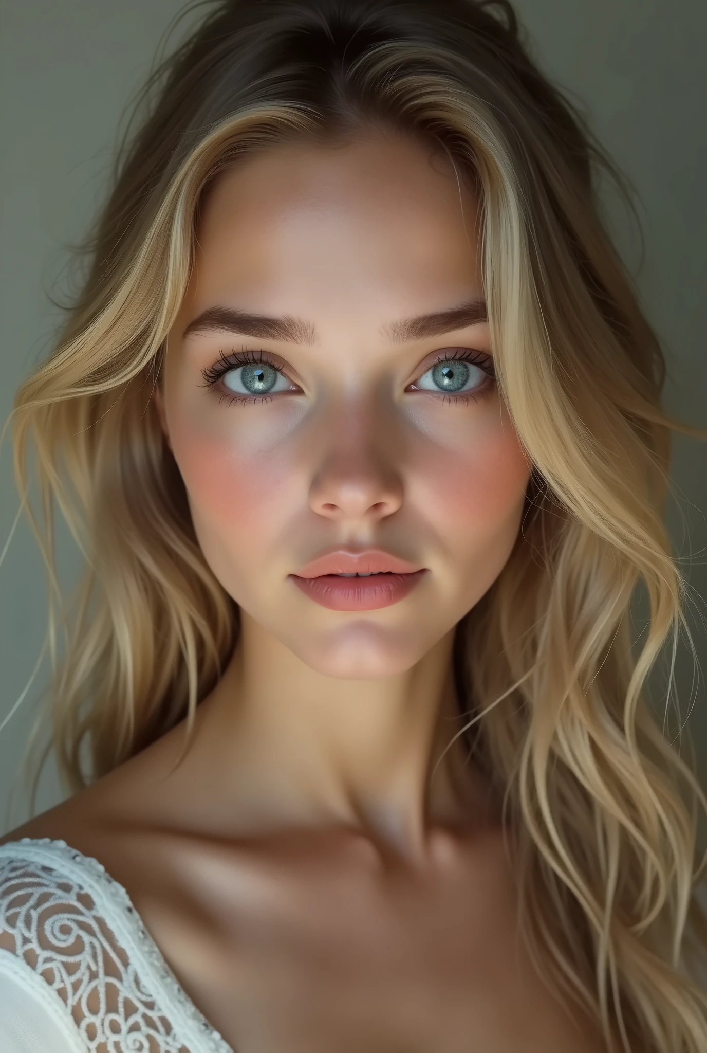 blonde woman blue eyes