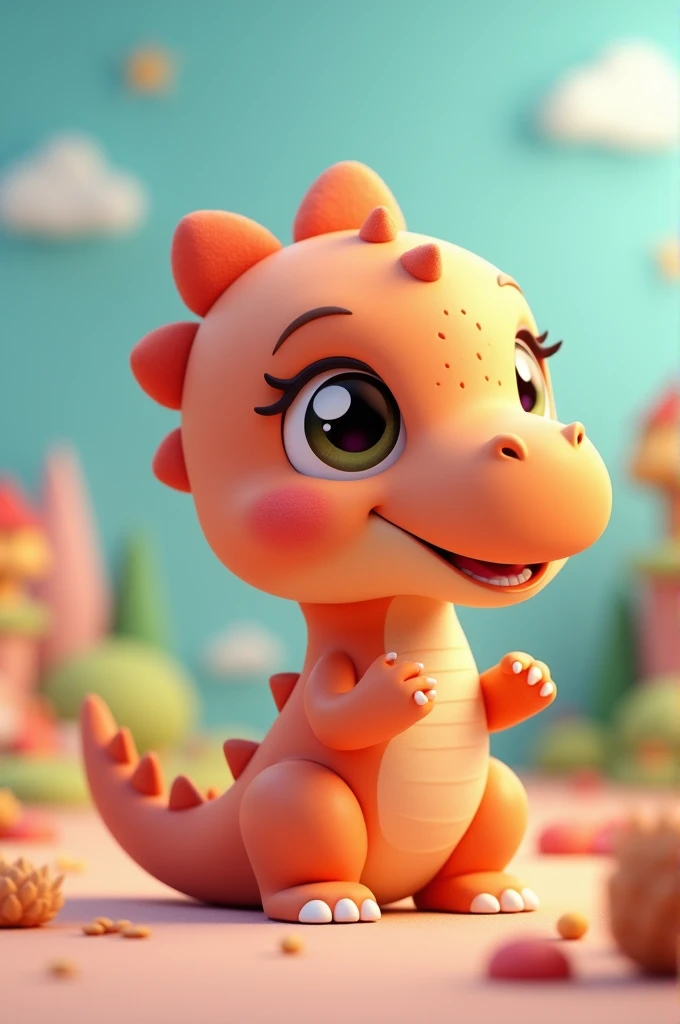 Cute 3D dinosaur themed anime character