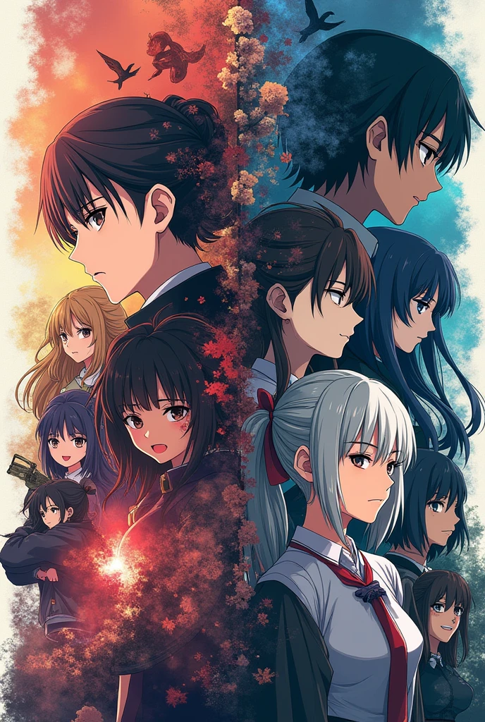 I need a collage of anime overlay images in 4k