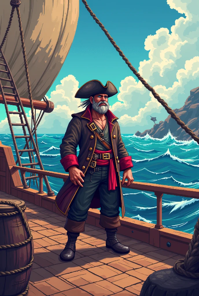 2d pixel art with pirate theme, eith only 4800 pixels 80x60 size