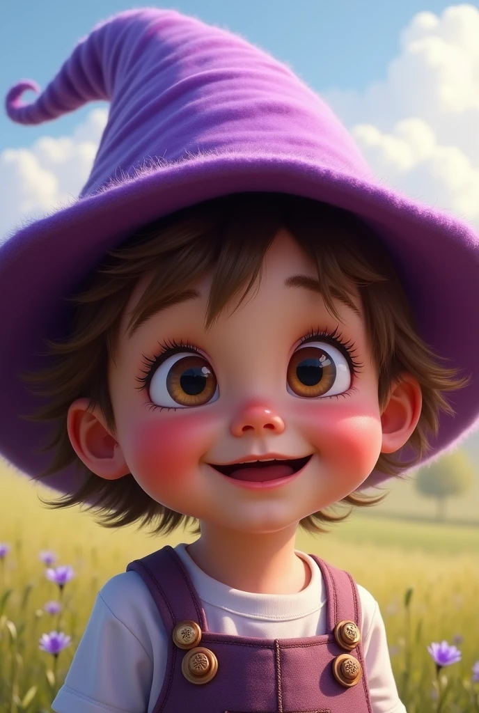 A child wearing a purple hat