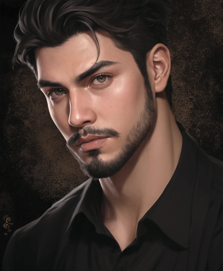 a close up of a man with a beard, detailed character portrait, anime portrait of a handsome man, 2d portrait, inspired by Adam Dario Keel, realistic artstyle, smooth. digital painting, halfbody portrait, #1 digital painting of all time, # 1 digital painting of all time, digital matt painting, a character portrait, cool guy, bad boy, strong muscles, muscles