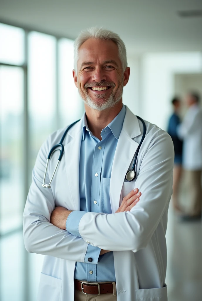 Man dressed as a nutritionist, Brazilian white color short hair