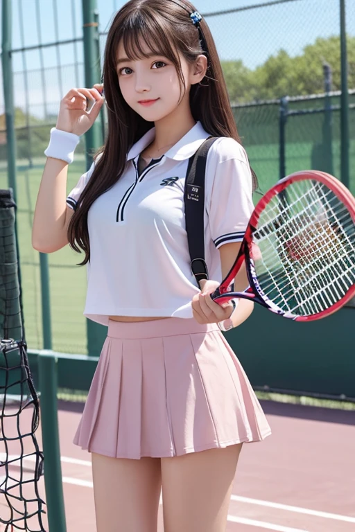 Cute Girls、high school girl、Idol、Tennis Wear、mini skirt、See-through、Fluttering in the wind