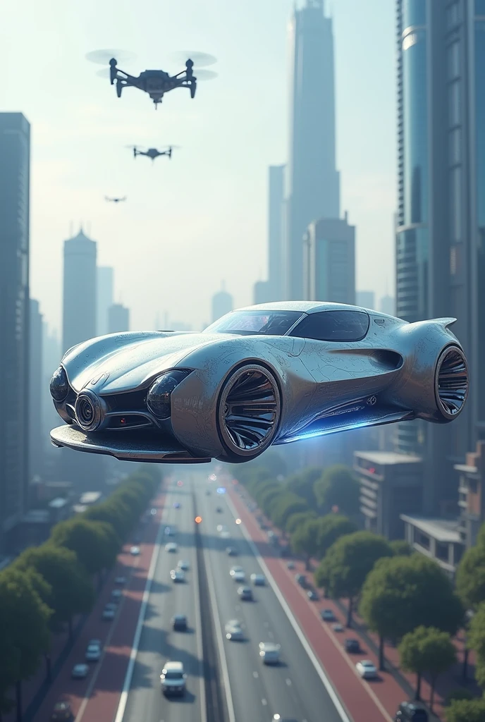 Futuristic floating magnetic car