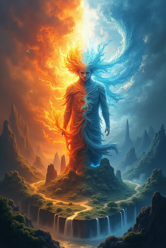 make a elemental map that has fire, water, air and earth