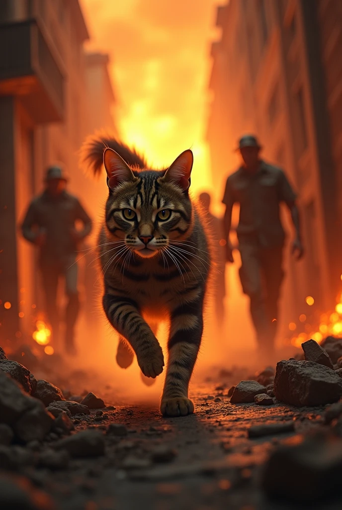 A cat saving the people from fire 