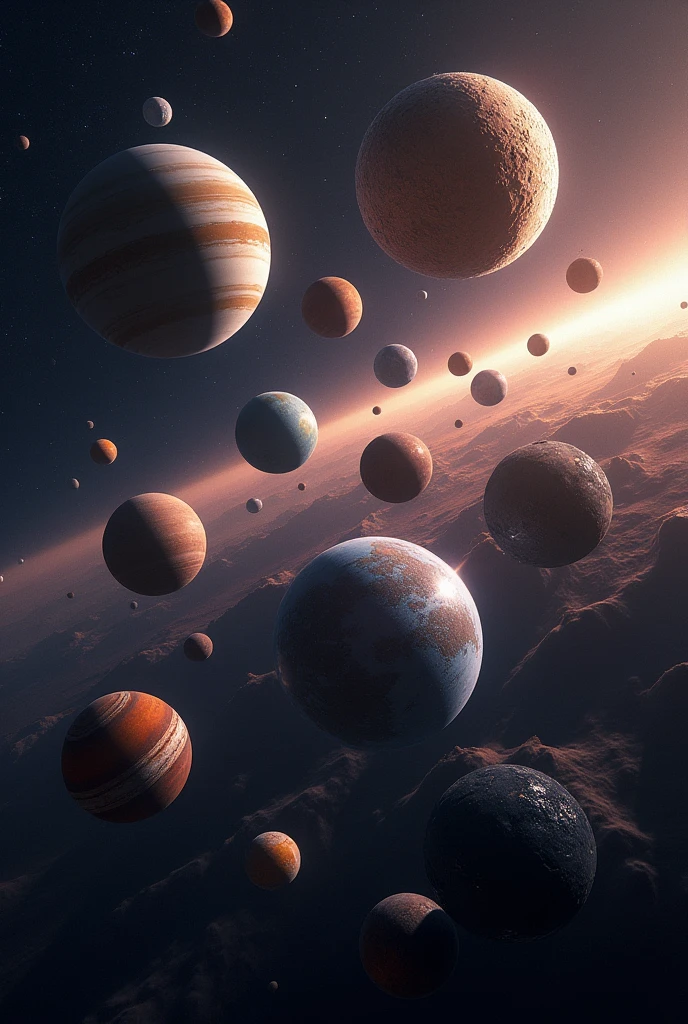 
8k 3D doto of planets in space 