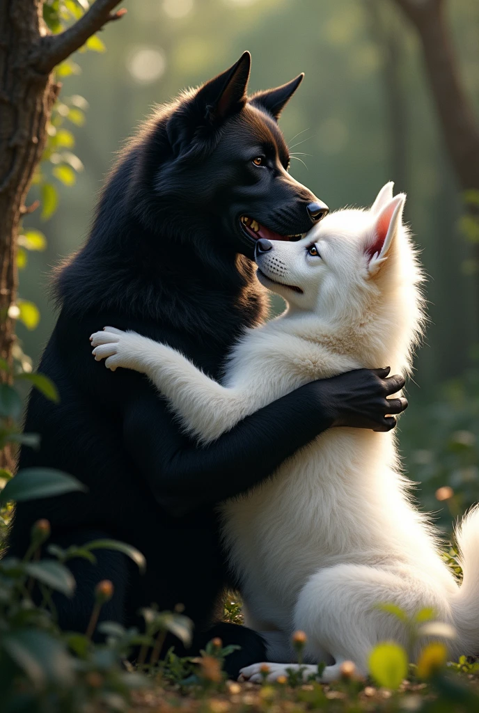 Black dog with white dog sex