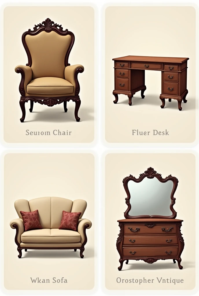 Create 4 furniture cards