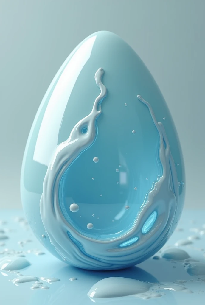 Water Egg: An egg with a liquid-like surface, resembling rippling water or a serene ocean. The design could include small waves, droplets, or reflections of light, giving it a calm and fluid appearance.