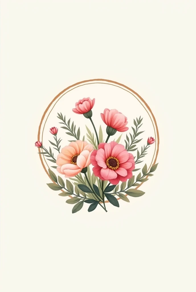 Flower shop logo in circle aesthetic 