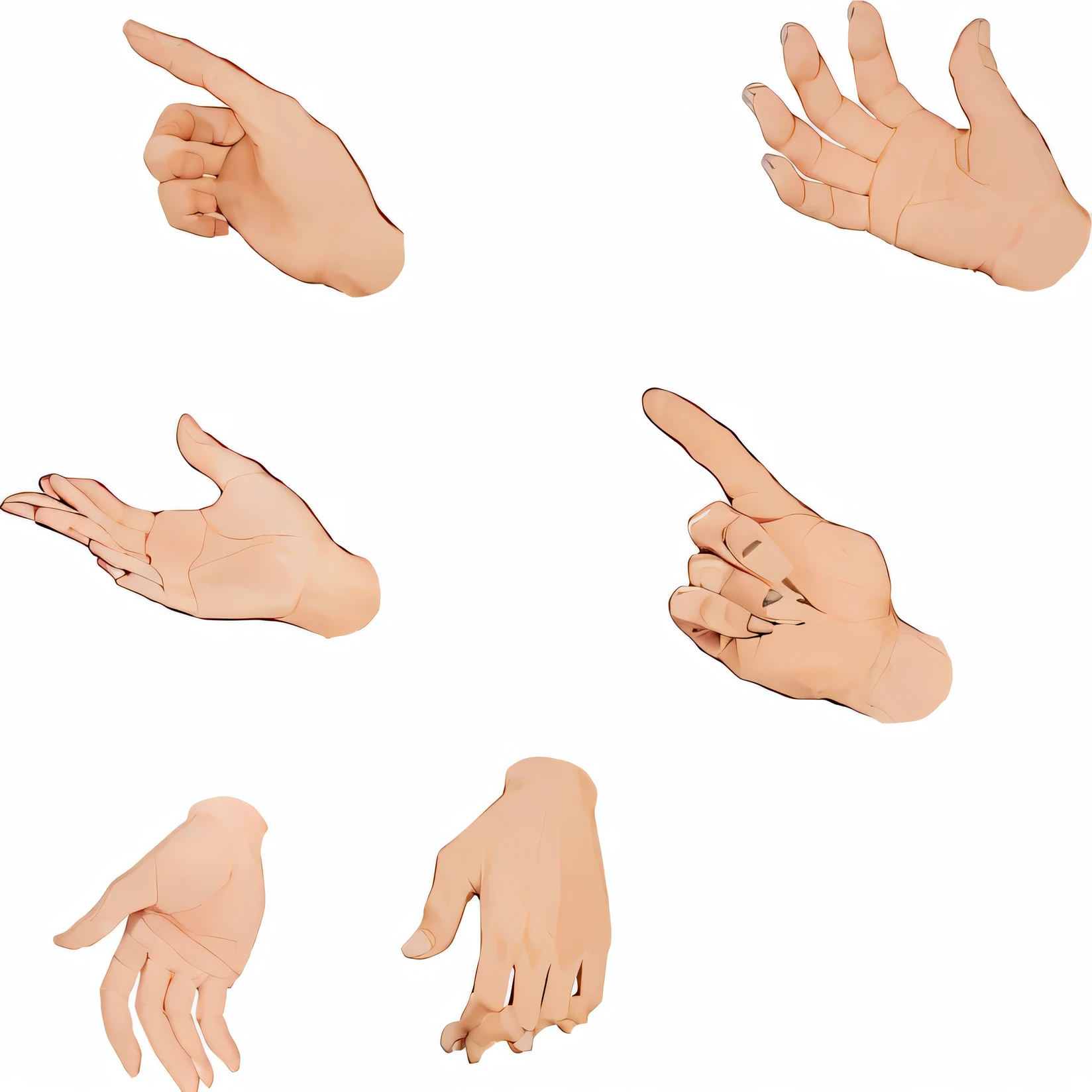 a close up of a person's hand with different gestures, hand gesture, hand gestures, hands with five fingers, simpe hands, gesture, hand with five fingers, 5 fingers). full body realistic, finger, many fingers, realistic fingers, hands that are fox - paws, gestures, five fingers on the hand, normal hands, detailed and realistic hands