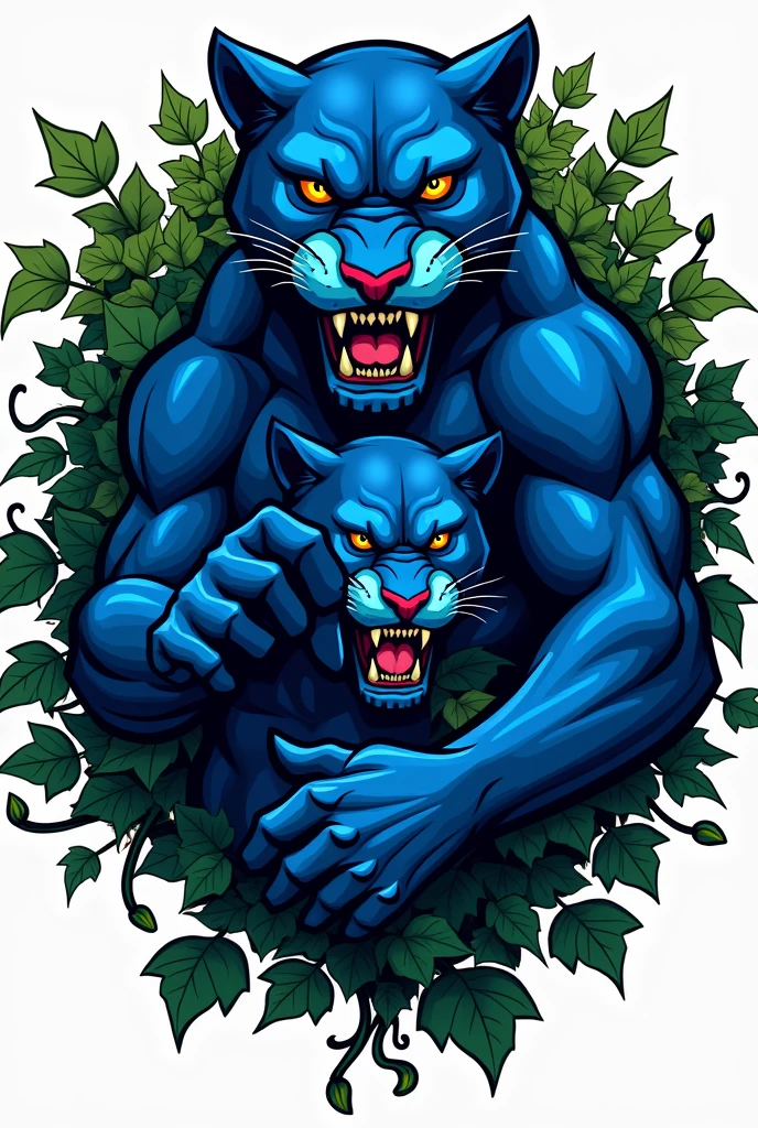 make a sports logo with blue panthers and ivy