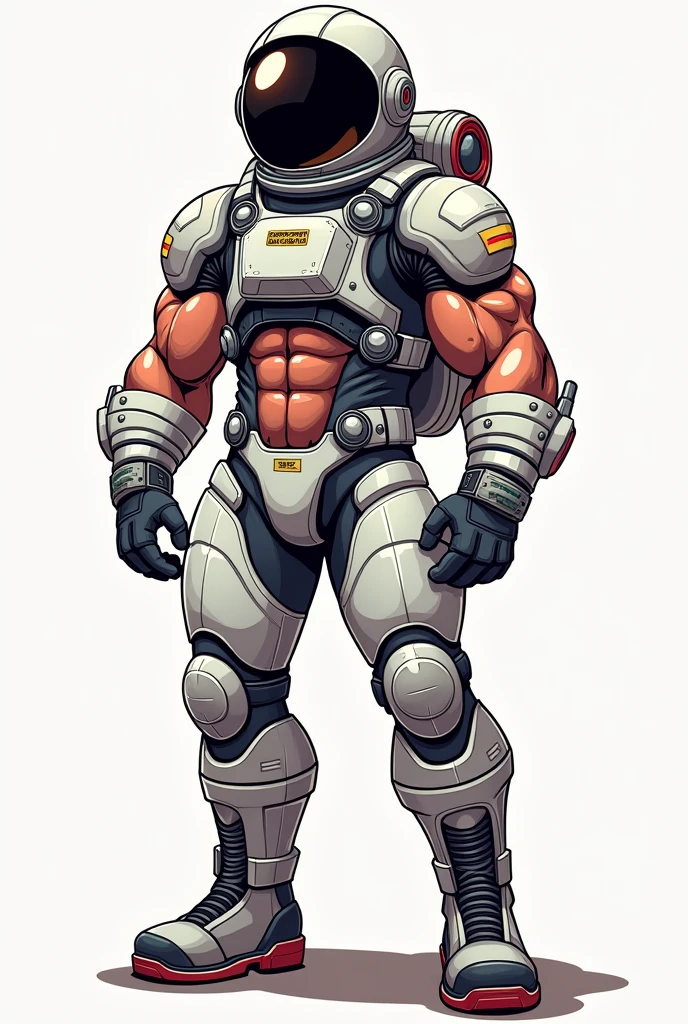 A strong modern astronaut guy, style cartoon, no back ground, to print on tshirt