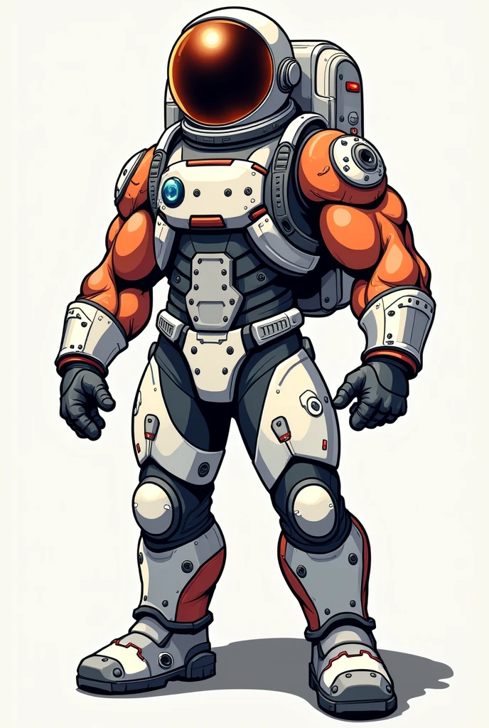 A strong modern astronaut guy, style cartoon, no back ground, to print on tshirt