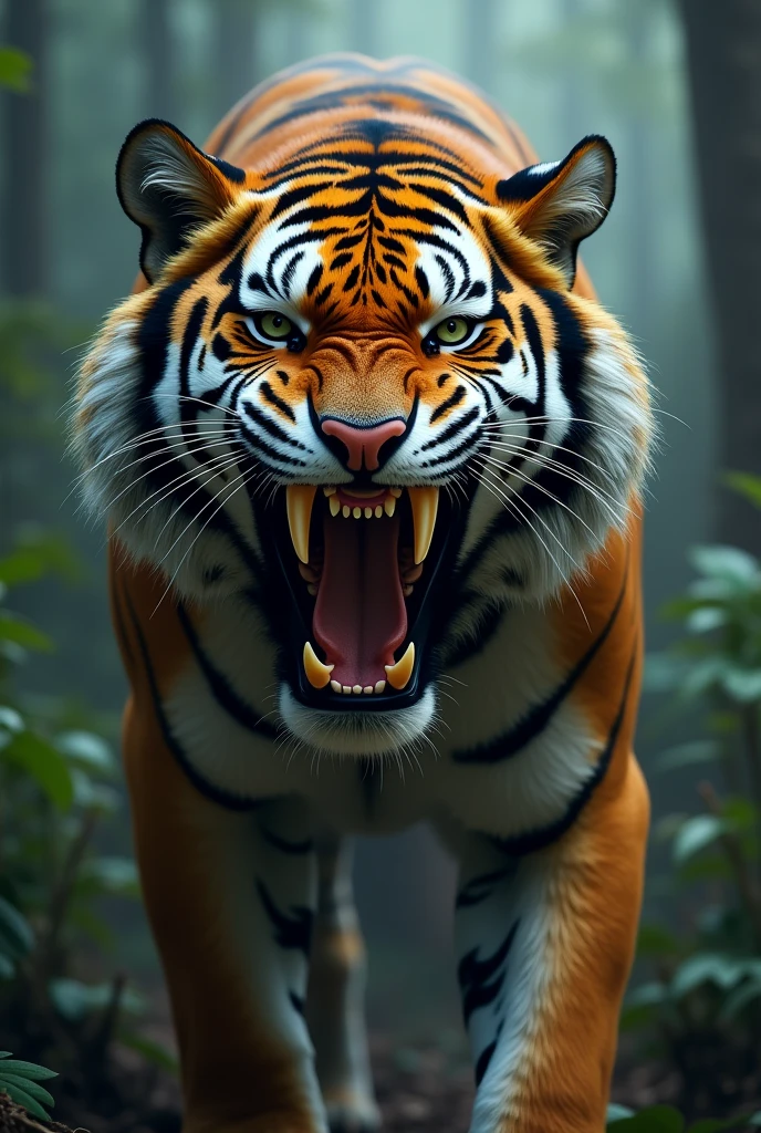 Tiger image with his long teeth
