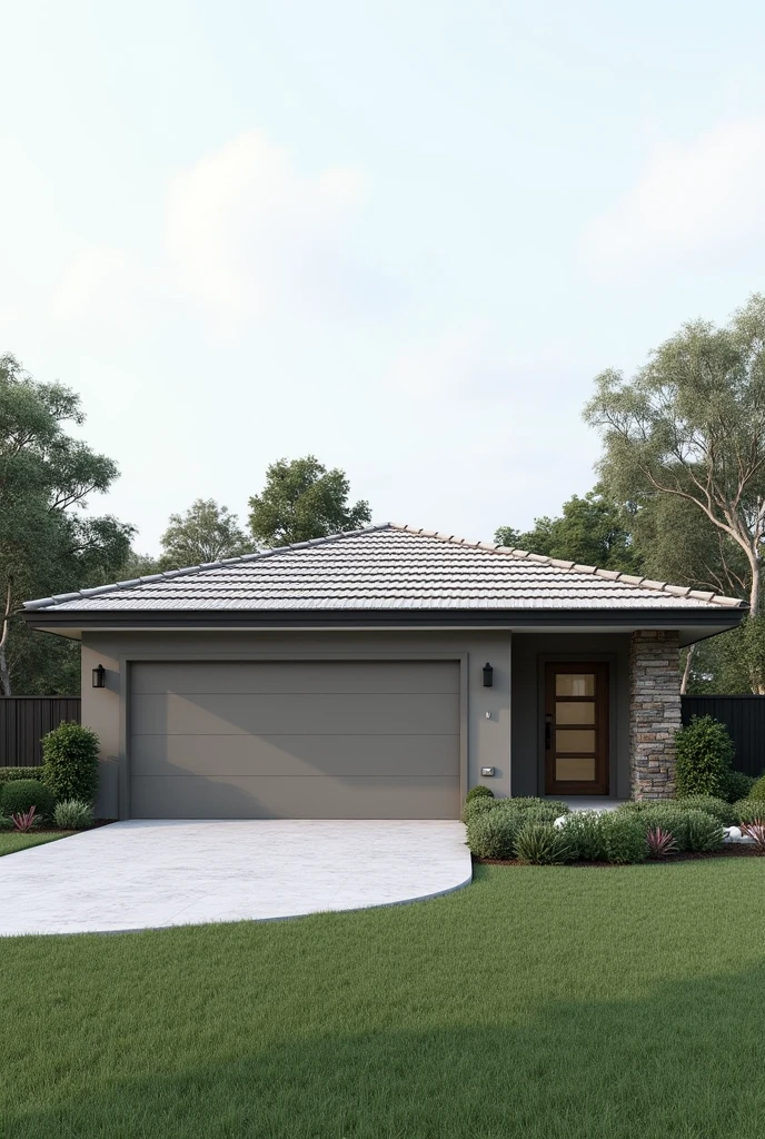 Please help design the wall color for a single-story house. The roof is made of Monier sheet tiles. The owner likes gray tones.