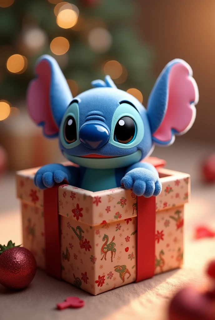 Plush toy stitch in gift box
