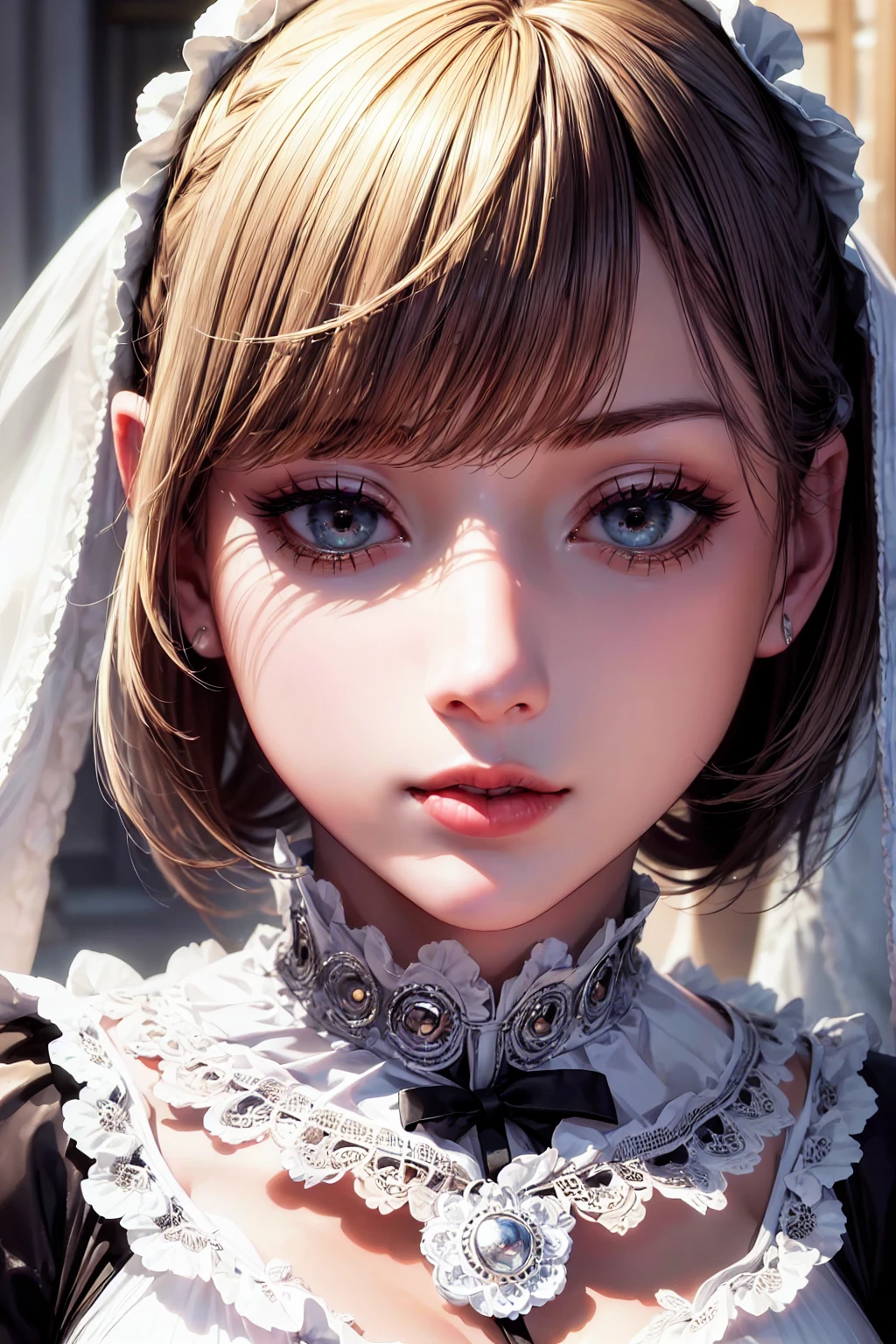 a beautiful ghost maid wearing sneakers, a semi-transparent maid portrait, (best quality,4k,8k,highres,masterpiece:1.2),ultra-detailed,(realistic,photorealistic,photo-realistic:1.37),detailed beautiful eyes,detailed beautiful lips,extremely detailed face,long eyelashes,intricate details,soft lighting,warm color tones,elegant,mysterious,ethereal,fantasy,cinematic