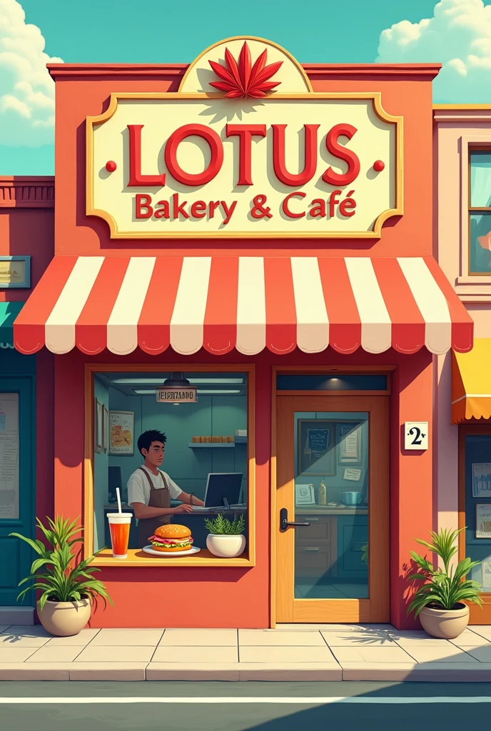 Poster For Lotus Bakery & Café, Buy a burger get a free soda or water