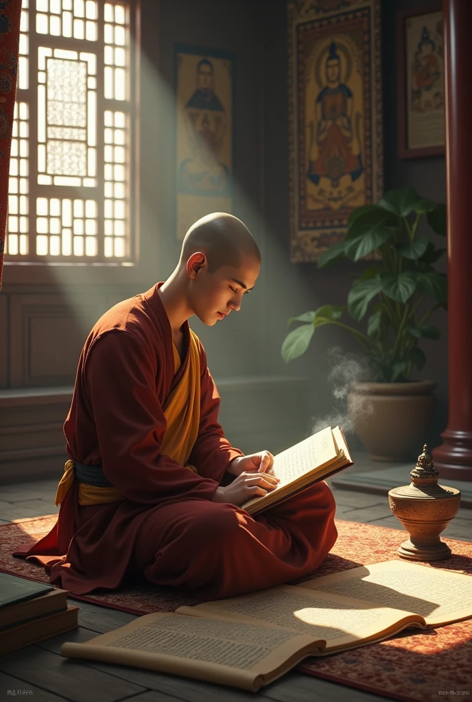 Young Studying monk