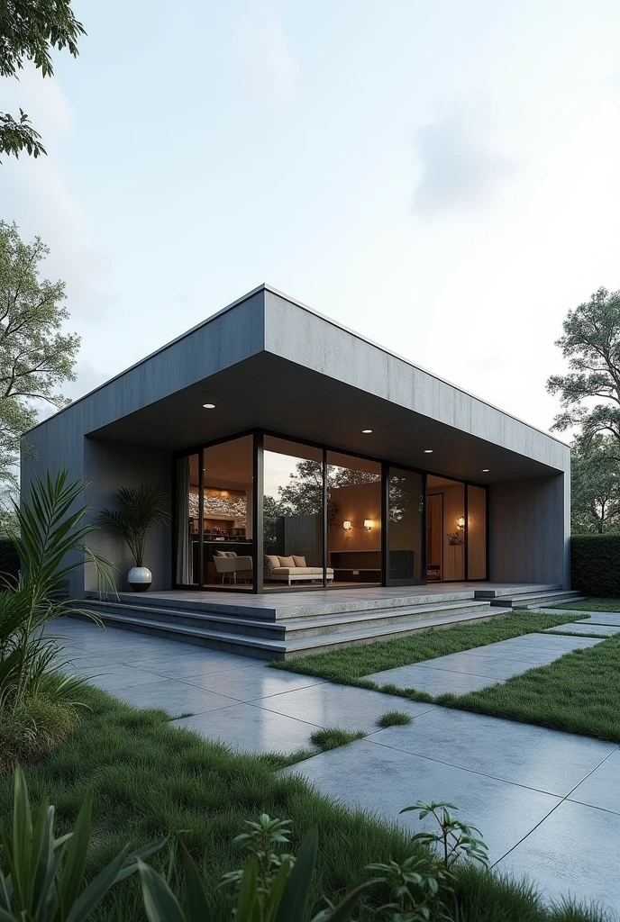 Help design a single-story house in gray tones.