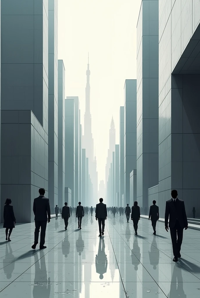 Create me an abstract model of a city where appearances are deceptive, And in reality everything is a perspective in maintaining a perfect image but this obsession hides an internal emptiness, a physical reality