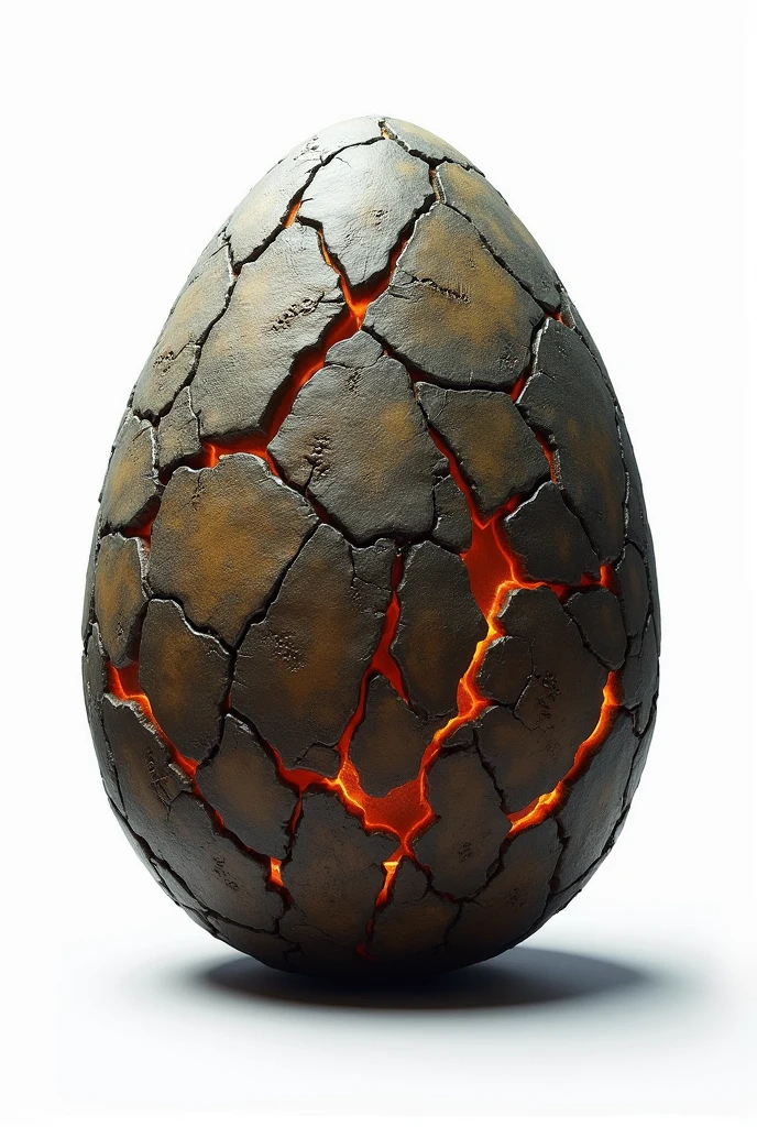 Dragon Egg: A rugged, ancient-looking egg with a rough, scaly surface. The egg could have cracks or glowing runes etched into it, hinting at the powerful creature within with white background 