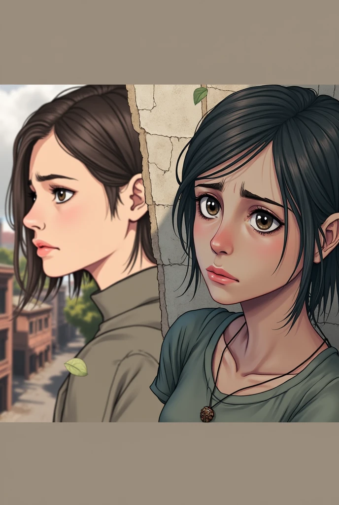 The Last of us parte 3 Ellie epilogue a young woman with beautiful detailed eyes, a post-apocalyptic environment, abandoned city, cracked concrete, rusted metal, broken windows, overgrowing plants, cinematic lighting, moody colors, realistic, photorealistic, masterpiece, 8k, best quality