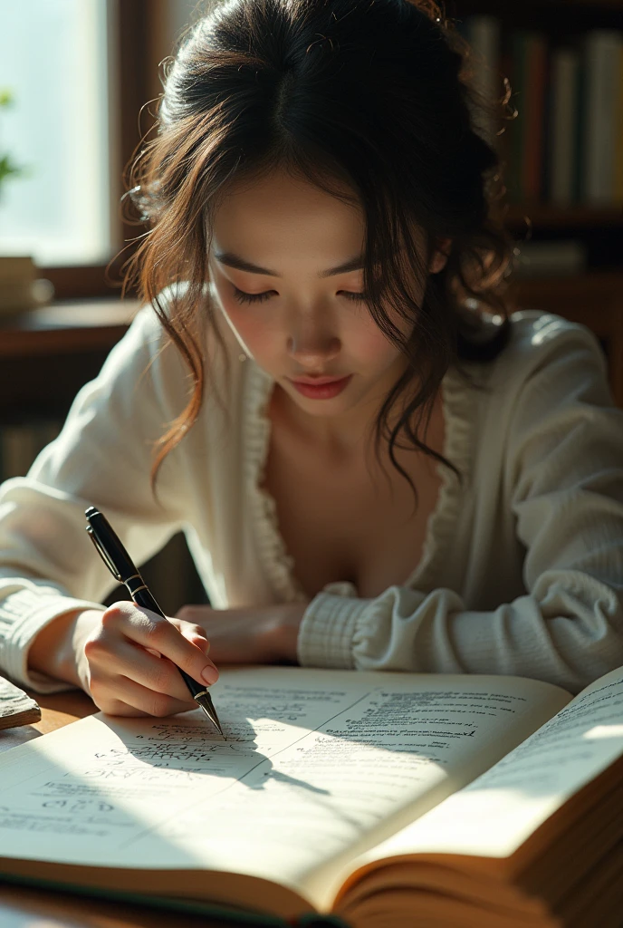a beatiful girl calculating