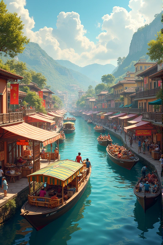 Depict enhanced river transport and commercial benefits.