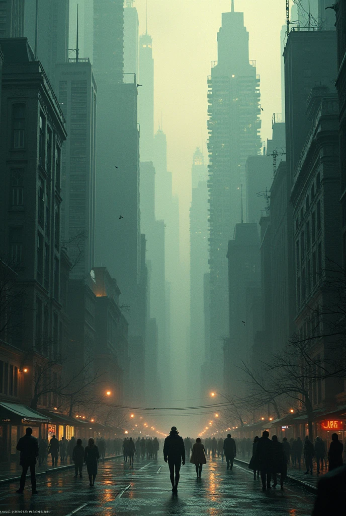 Create an abstraction about a city that is sustained by illusion and description of what “should be” and not how it really is., and in truth it hides a real emptiness