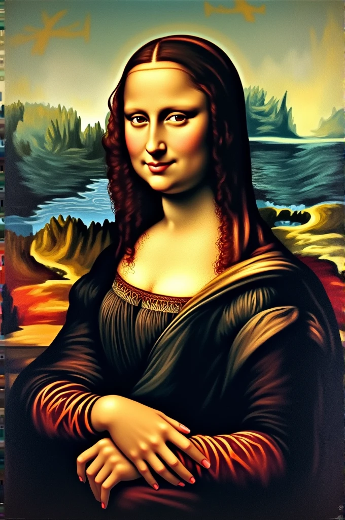 Reinterpretation of the Renaissance work Mona Lisa in an alternative style 