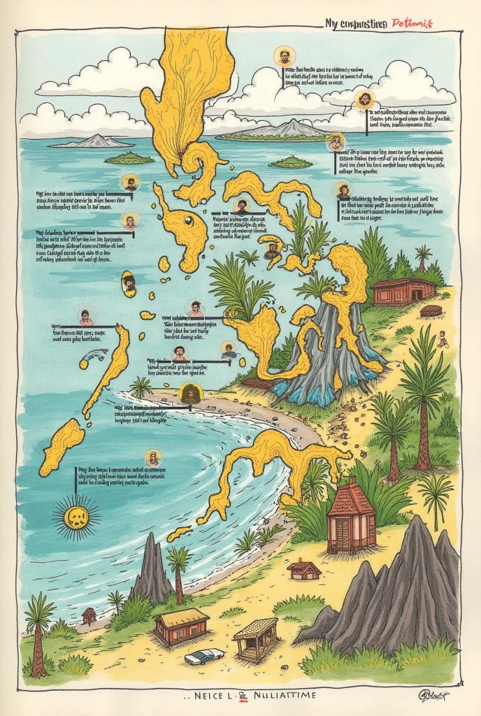 sketchnoting/drawing for literary timeline of the Philippines landscape
