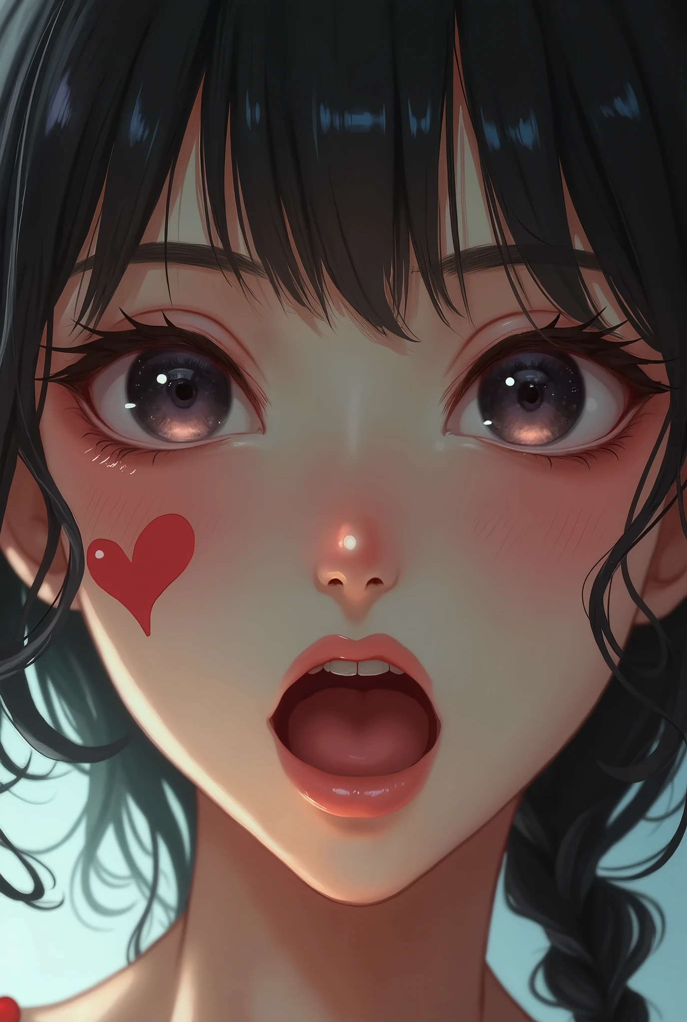 8 year old Japanese girl naked,clavicle,Close-up heart-eyes excited ahegao face'Eyes wearing silver-white mirrored lens sunglasses、I looked at the world reflected in the lenses of my sunglasses..(Side Pony,Colorful Hair),