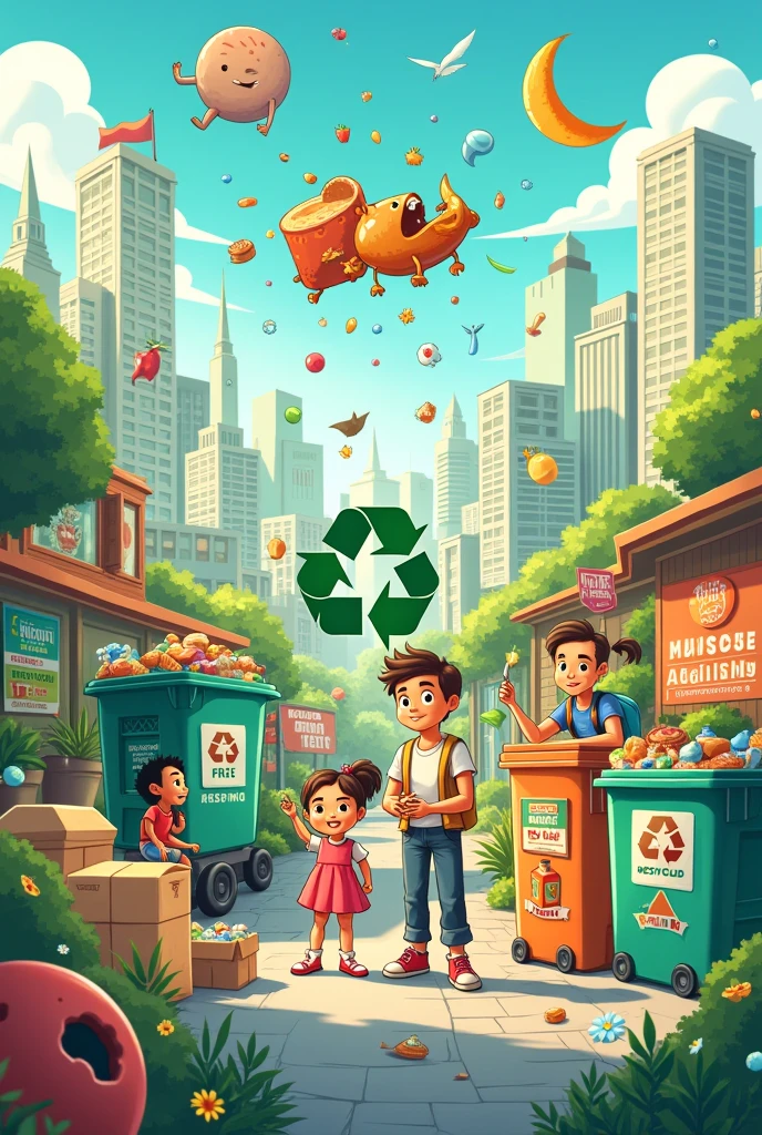 Generate a poster on importance Of recycling with many illustrations

