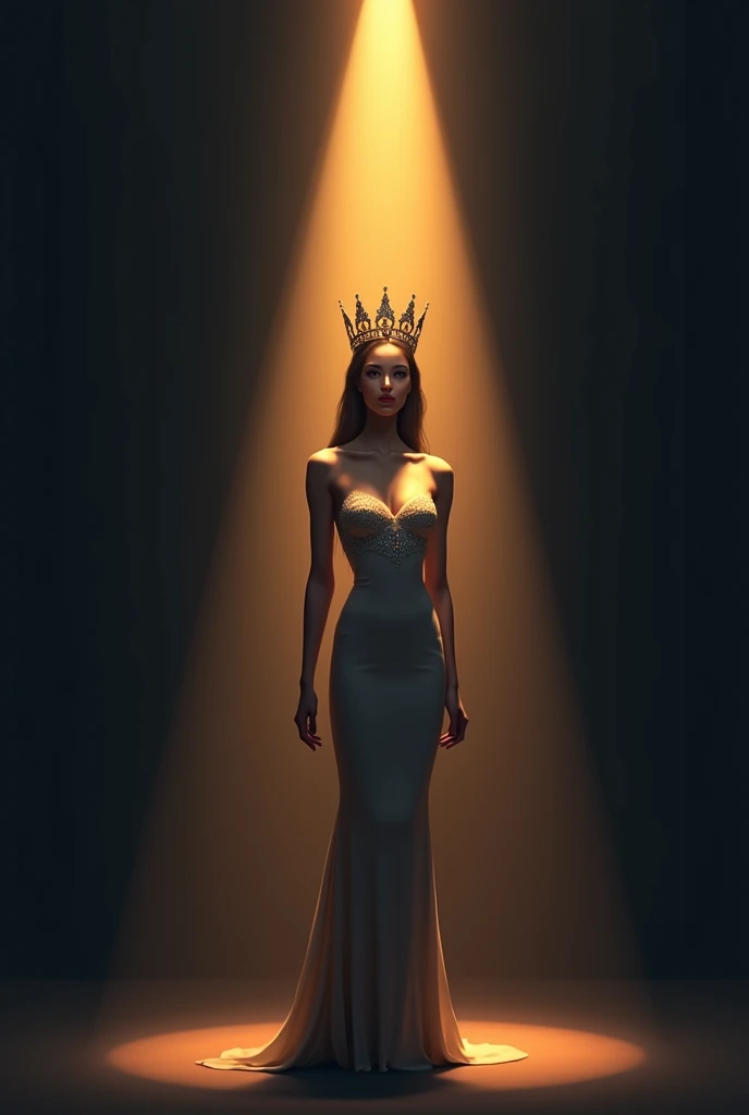 crown wearing woman standing on spotlight vector