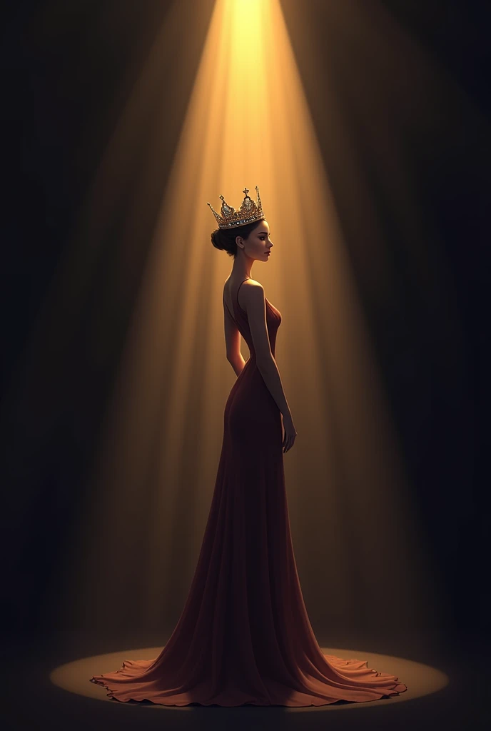 crown wearing woman standing on spotlight vector