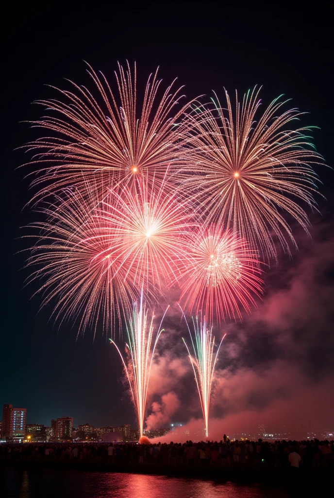 firework　a lot　Sky full　colorful　Various colors　photograph