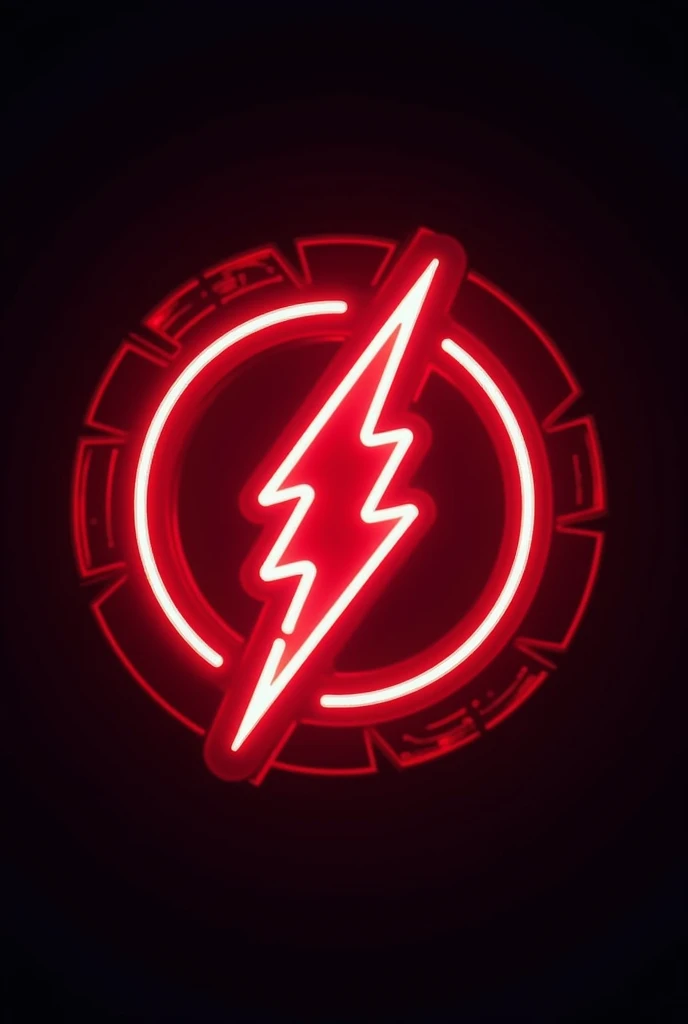 Fait moi un logo je veux un petit éclair rouge en style neon dans un cercle plus sombre que l'éclair avec écrit RED a gauche de l'éclair et Spark a droite