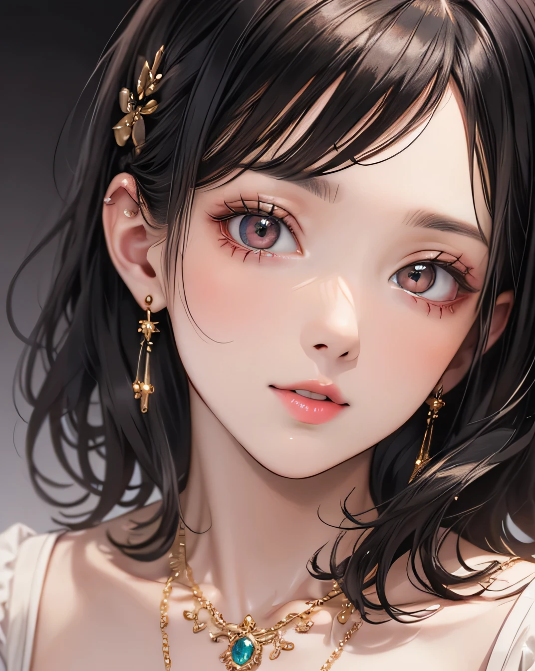 Highest quality, White skin, Fine skin, (Detailed), Ultra-high resolution, (8k, RAW Photos, Realistic: 1.4), One beautiful woman, slim, (Gentle, goddess-like eyes) happiness: 1.2), Beautifully detailed face, (Short Bob), Lip gloss, (Highest quality, Ultra-high resolution, Wide Lighting, Natural Shading), (Upper Body), Elegant Dress