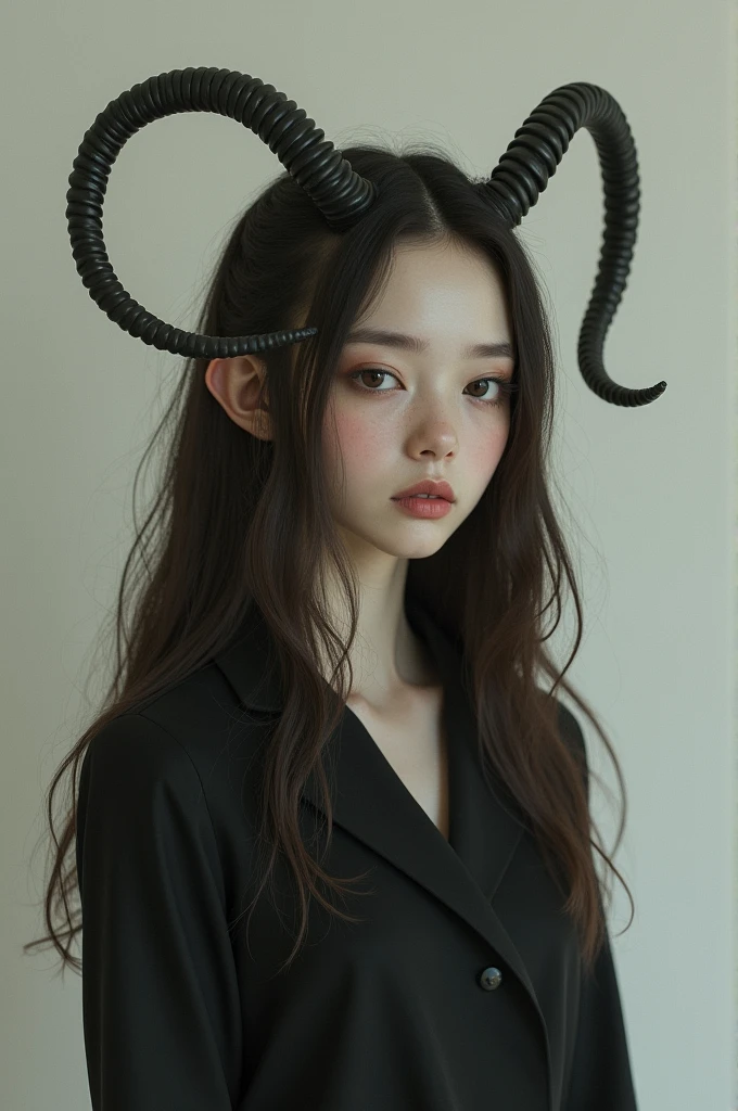 A woman of 1.57 who is 6, has brunette hair down to her shoulders and has a pair of horns, She only wears ugly clothes and has no animation whatsoever.