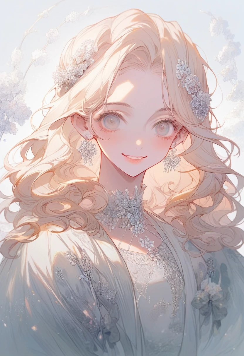 Photo photo semi close portrait of a woman, smile, happy, Vintage 60's nostalgia, golden hour, Vogue Haute Couture, 35mm portrait of a woman in a modest white lace dress wondering in a field of wildflowers. couleur chaude. vif. Realstic. Idinsouciance joyeuse joie bokeh fond. Peaceful aesthetics. softlighting. artistic lighting. Feminine elegance. taquiner