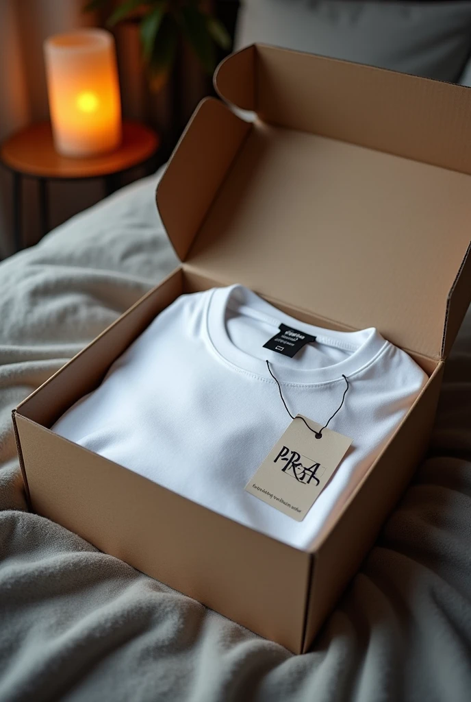 Unboxing a white ashes shirt in a small flat box having the logo on top inside the box is the shirt with tags on it and inside is a small mabale flat piece 5cm by 5cm having the logo and a scripture on it  black shirt 