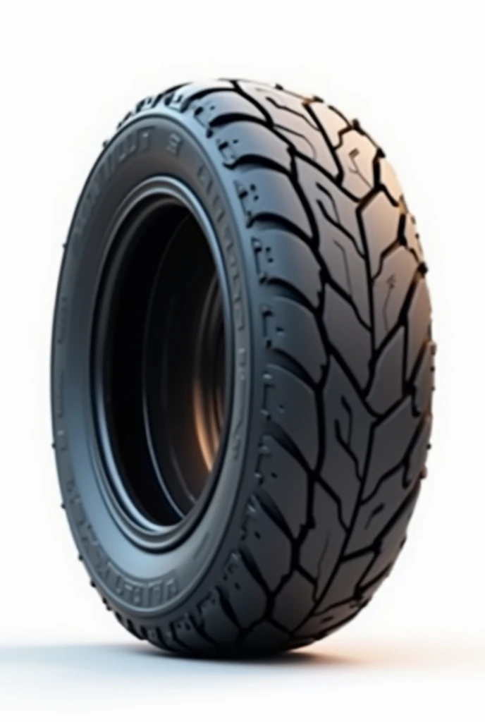 Create a hyper-realistic image of a mascot shaped like a motorcycle tire, shown from a front-facing view. The mascot should have a detailed, realistic design, capturing the tread pattern, texture, and sidewall markings of a motorcycle tire. Ensure the mascot has a friendly and approachable expression, with cartoonish eyes and a smile integrated into the tire design.

Ensure the background is completely white, resembling a studio setting or transparent, with no distractions or additional elements. The entire tire mascot should be fully visible, with no parts cut off. Use soft, flattering lighting to highlight the texture and details of the tire, emphasizing its form and features.

The image must be ultra-realistic, crystal clear, 8K UHD, with fine details and a high-quality finish. Ensure the entire image is extremely sharp and in focus, with absolutely no blurriness or softness. All details should be perfectly clear and defined, with absolute focus across the entire image. Use the lens at full aperture to achieve maximum sharpness and clarity.