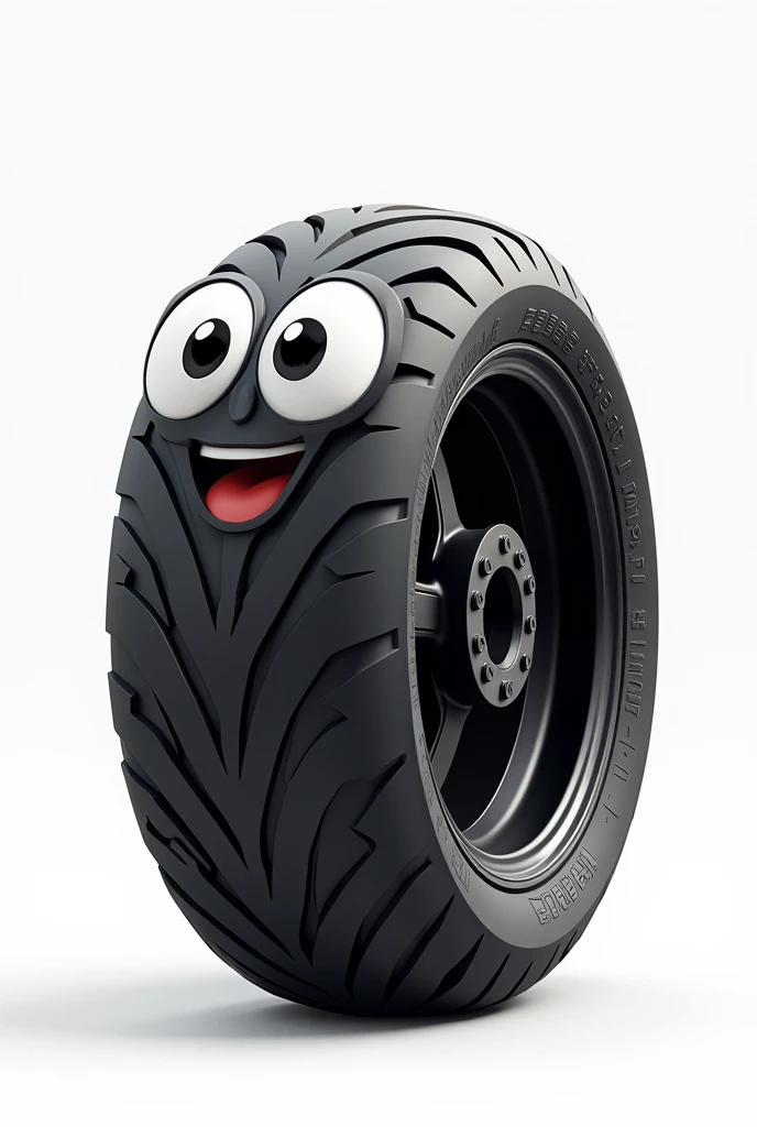 Create a hyper-realistic image of a mascot shaped like a motorcycle tire, shown from a front-facing view. The mascot should have a detailed, realistic design, capturing the tread pattern, texture, and sidewall markings of a motorcycle tire. Ensure the mascot has a friendly and approachable expression, with cartoonish eyes and a smile integrated into the tire design.
Ensure the background is completely white, resembling a studio setting or transparent, with no distractions or additional elements. The entire tire mascot should be fully visible, with no parts cut off. Use soft, flattering lighting to highlight the texture and details of the tire, emphasizing its form and features.
The image must be ultra-realistic, crystal clear, 8K UHD, with fine details and a high-quality finish. Ensure the entire image is extremely sharp and in focus, with absolutely no blurriness or softness. All details should be perfectly clear and defined, with absolute focus across the entire image. Use the lens at full aperture to achieve maximum sharpness and clarity.