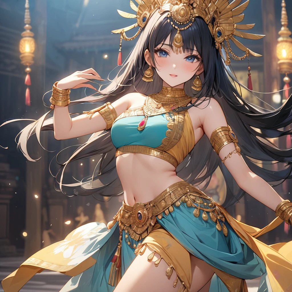 ((Highest quality)), ((masterpiece)), (detailed), （Perfect Face）、The woman is Reika Aoki with semi-long hair、A woman is wearing a Cambodian Apsara dance costume and has a Cambodian woman&#39;s hairstyle in Cambodia.