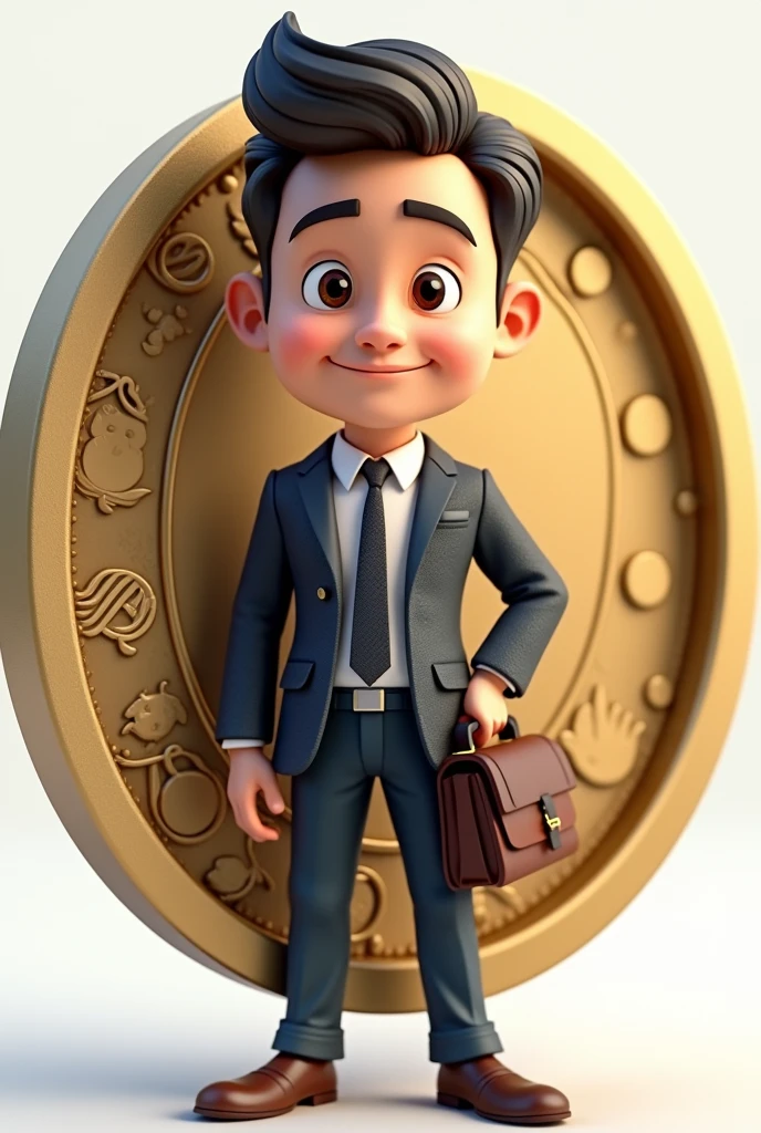 accounting sector mascot as person in a coin